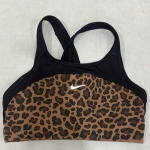 Nike Black and Leopard Print Sports Bra